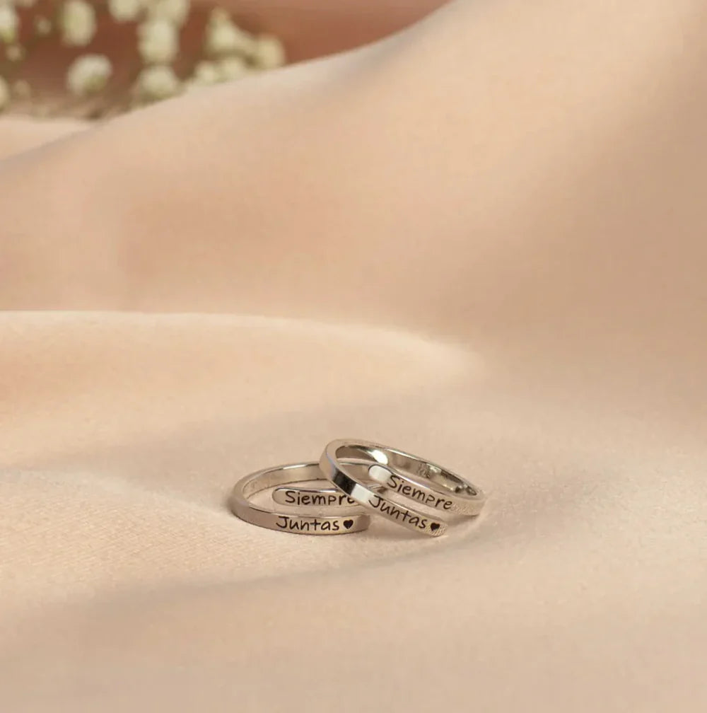 SIEMPRE JUNTAS Pack Anillos + Tarjeta Personalizada
