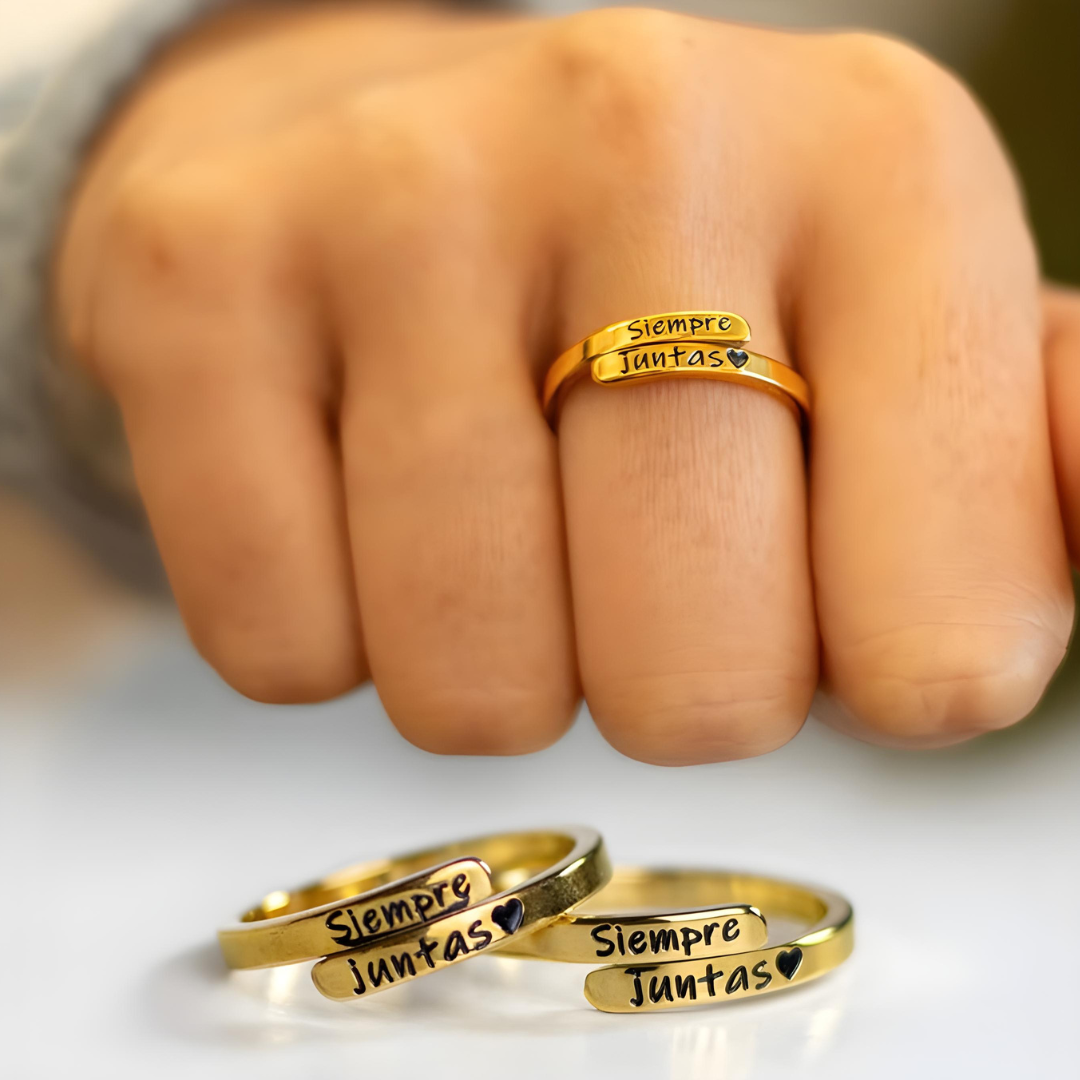 SIEMPRE JUNTAS Pack Anillos + Tarjeta Personalizada