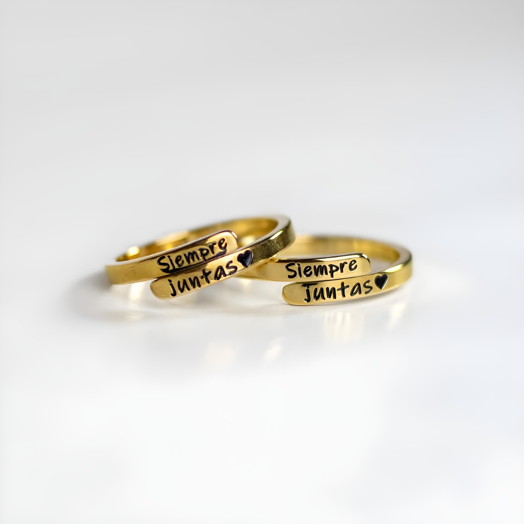 SIEMPRE JUNTAS Pack Anillos + Tarjeta Personalizada